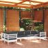 Set mobilier de grădină cu perne, 7 piese, alb, lemn masiv pin GartenMobel Dekor