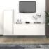 Comode TV, 2 buc., alb, lemn masiv de pin GartenMobel Dekor