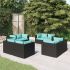 Set mobilier de grădină cu perne, 8 piese, negru, poliratan GartenMobel Dekor