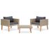 Set mobilier de grădină cu perne, 3 piese, negru, poliratan GartenMobel Dekor