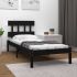 Cadru de pat mic single, negru, 75x190 cm, lemn masiv GartenMobel Dekor