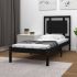 Cadru de pat mic single, negru, 75x190 cm, lemn masiv GartenMobel Dekor