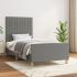 Cadru de pat cu tăblie, gri închis, 100x200 cm, textil GartenMobel Dekor