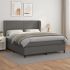 Pat box spring cu saltea, gri, 140x200 cm, piele ecologică GartenMobel Dekor