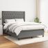 Pat box spring cu saltea, gri închis, 140x200 cm, textil GartenMobel Dekor