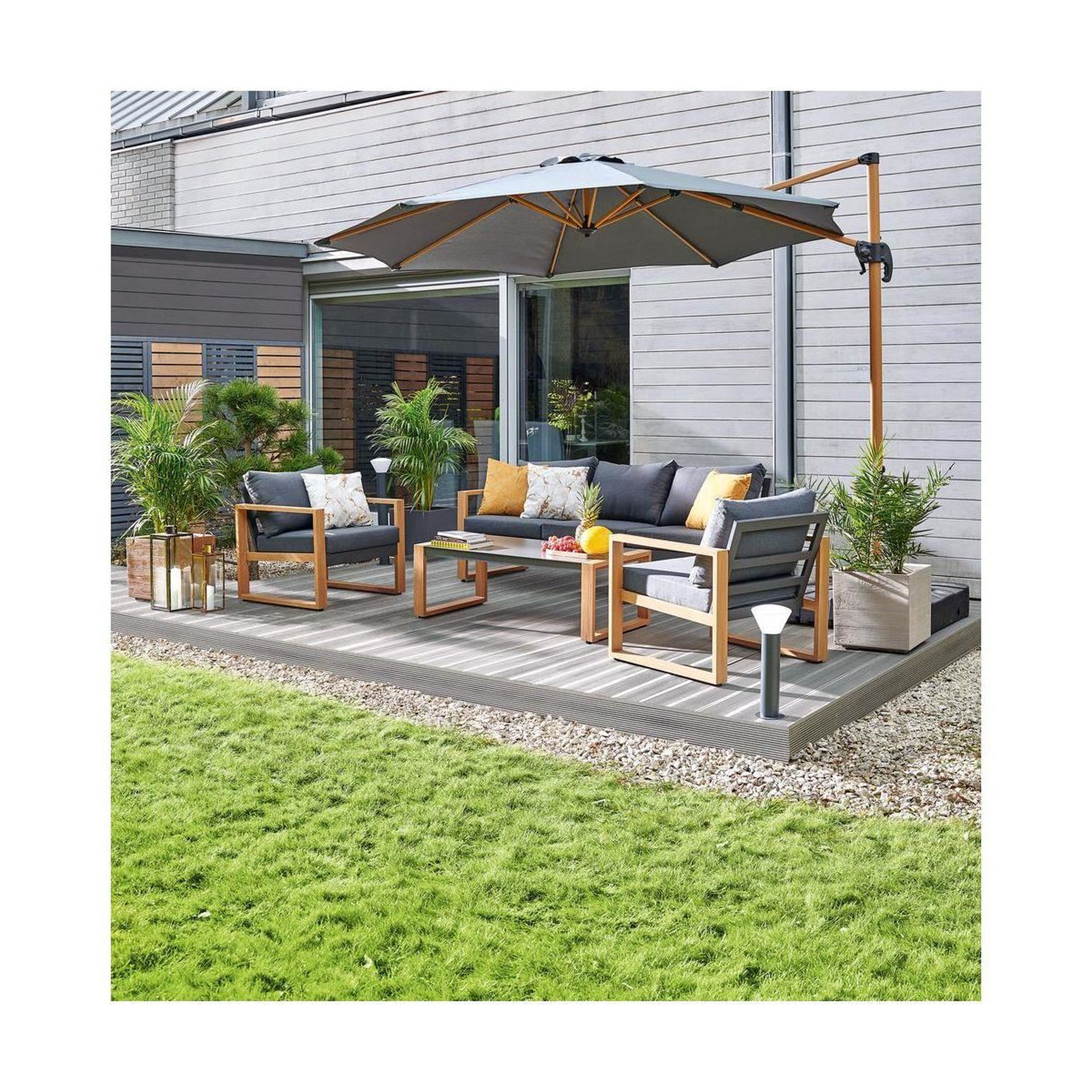 Umbrelă cu articulație gri antracit pentru grădină sau terasă Umbrelă cu articulație gri antracit pentru grădină sau terasă